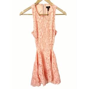 NBD Revolve Coral Pink Cutout Lace Sleeveless A-Line Mini Dress Size Small